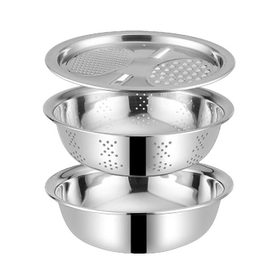 SLYNSHome Mixing Bowls with Colander & Grater Stainless Steel Mixing Bowl Set Kitchen Supplies