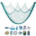 thumbnail image 1 of SLYNSHome Nautical Woven Fishing Net Wall Decor With Beach Mini Ornaments,Sky Blue Coastal Photo Display Mesh, Ocean Style Hanging Net For Indoor Wall Home Decor, 1 of 6