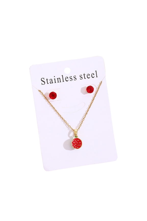 Necklace and Earrings Set for Women Valentine's Day Jewelry Set Gifts Red Necklace Earrings Jewelry Kit Gift for Mom Wife Bride
