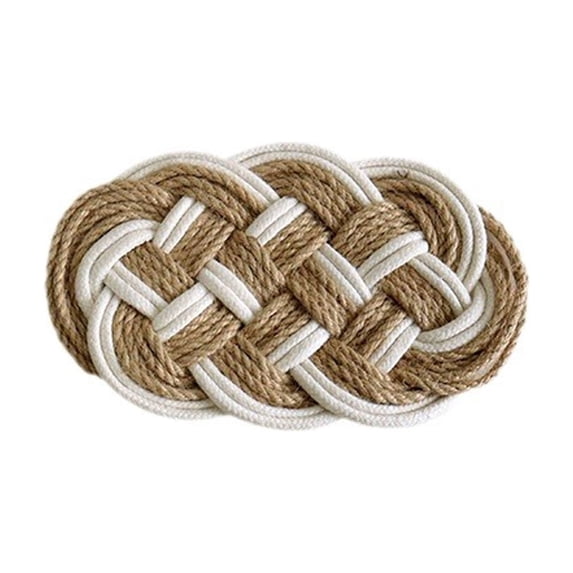 SLYNSHome Oval Cotton Linen Insulation Mat, Woven Braided Heat Pad for Kitchen Countertop and Dining Table, Decorative Non-Slip Placemat for Hot Plates Pots and Cookware