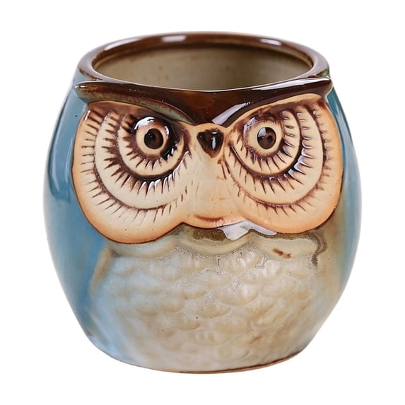 SLYNSHome Owl Ceramic Succulent Pot, Cute Animal Planter, Mini Flower Pot For Indoor Plants, Home & Garden Decor