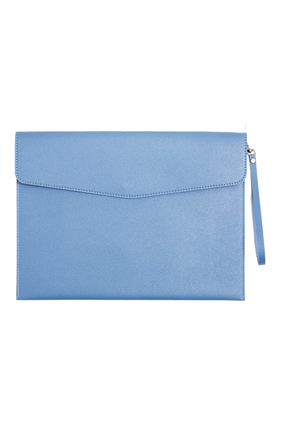 PU Leather A4 File Folder Document Holder Waterproof Portfolio Envelope Folder Case with Snap Closure - Blue