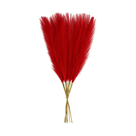 SLYNSHome Pampas Grass Red Faux Pampas Grass Decor,Short Artificial Pampas Grass for Room Wedding Party Decoration