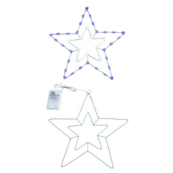 SLYNSHome Patriotic Decorations Lights,Light Up Star Wire Decor 4th of July Red White and Blue Decor Memorial Day Star Lights Fairy Star Lights for Home Window Wall - Blue
