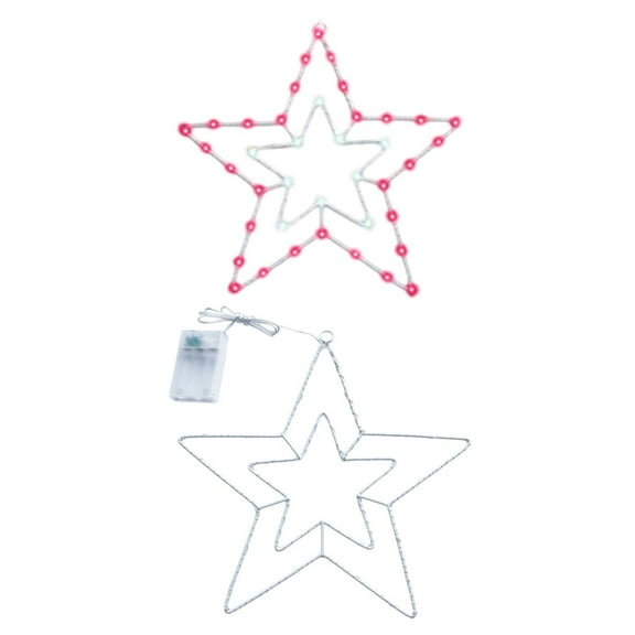 SLYNSHome Patriotic Decorations Lights,Light Up Star Wire Decor 4th of July Red White and Blue Decor Memorial Day Star Lights Fairy Star Lights for Home Window Wall - Red