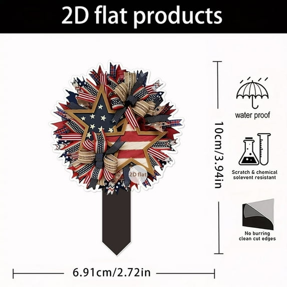 SLYNSHome Patriotic Decorations for Outdoor,4th of July American Flag Lawn Yard Decor Statue with Stakes Memorial Day Red White Blue Acrylic Garden Ground Insert Signs