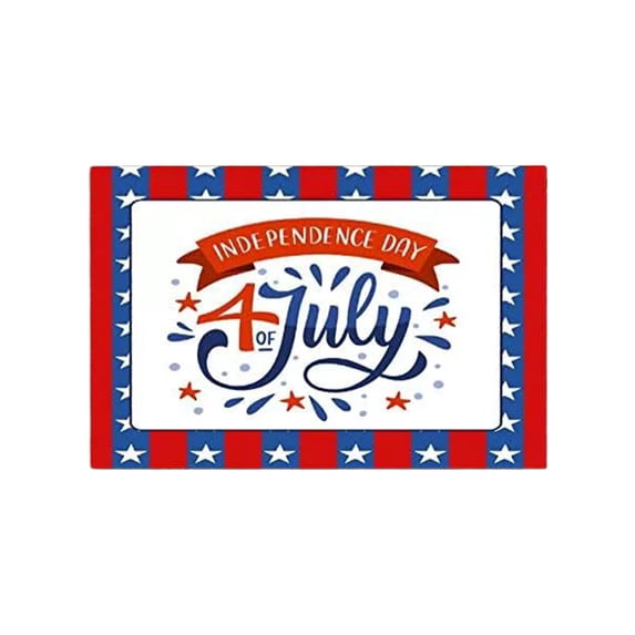 SLYNSHome Patriotic Door Mat 4th of July Decorations for Home,Memorial Day Floor Mat Independence Day American Flag Red White Blue Mat