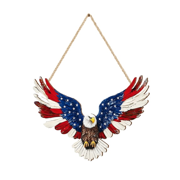 SLYNSHome Patriotic Eagle Door Hanging Ornament, Wooden Welcome Sign for Front Porch, America 250th Anniversary 4th of July Decor