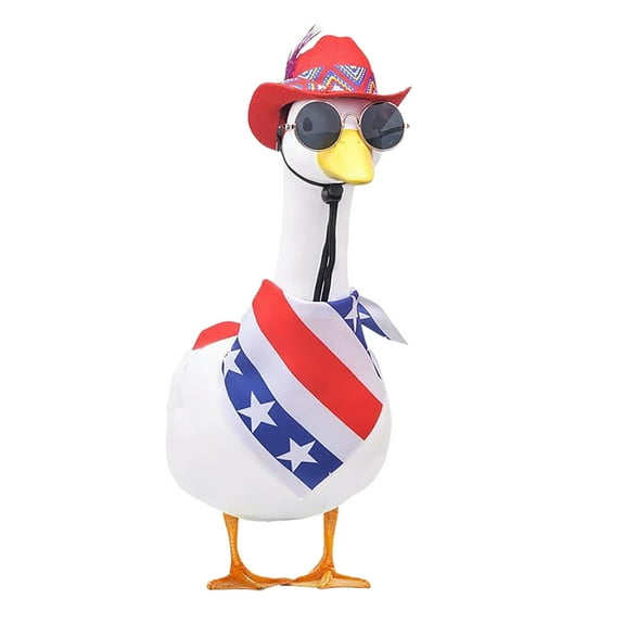 SLYNSHome Patriotic Goose Outfits,4th of July American Flag Goose Statue Clothes Costume for Independence Day Garden Yard Lawn Decor