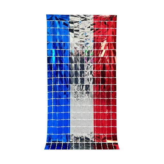 SLYNSHome Patriotic Red White Blue Tinsel Foil Fringe Curtain,4th of July Decorations Curtain Backdrop for Patriotic,Memorial Day,Independence Day