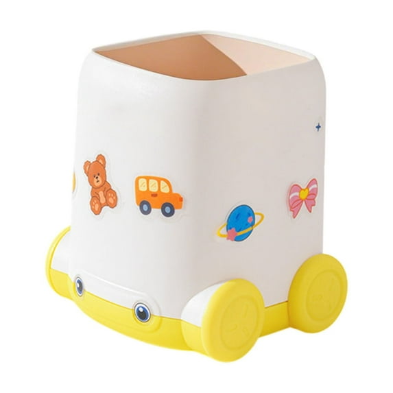 SLYNSHome Pen Holder Stand for Desk,Desk Organizer Cute Car Pencil Cup Plastic Makeup Brush Holder for Home,Office Supplies - Yellow