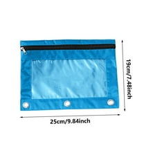 SLYNSHome Pencil Pouch for 3 Ring Binder,Large Capacity Pencil Case with 3 Reinforced Grommets Clear Mesh Pen Bag Office Storage Supplies - Blue