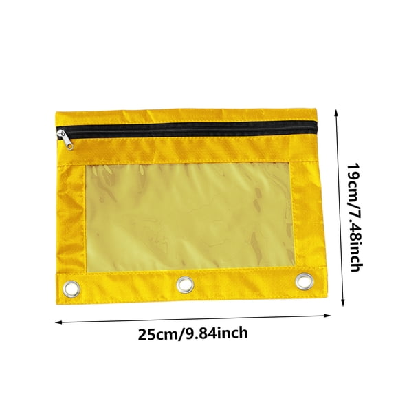 SLYNSHome Pencil Pouch for 3 Ring Binder,Large Capacity Pencil Case with 3 Reinforced Grommets Clear Mesh Pen Bag Office Storage Supplies - Yellow