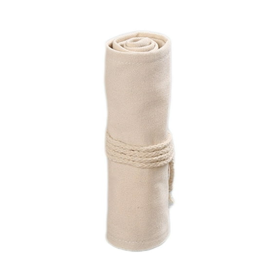 SLYNSHome Pencil Wrap Organizer Roll Up Case 36 Slots for Colored Pencils Brushes Drawing Sketching Portable Durable Canvas - Beige
