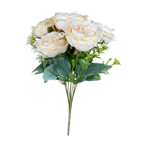 SLYNSHome Peonies Artificial Flowers,Faux Silk Peonies Flowers Fake Rose Bouquet for Centerpiece Table Wedding Party Home Decor - Beige