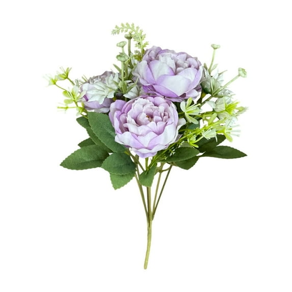 SLYNSHome Peonies Artificial Flowers Vintage Faux Peony Bouquet Fake Flower for Vase Floral Arrangements for Table Centerpiece Wedding Decoration - Light Purple