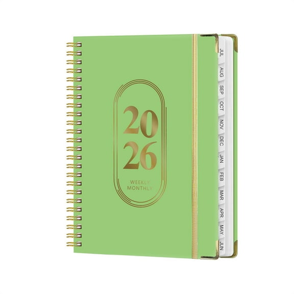 SLYNSHome Planner Notebook Monthly Weekly Planner with Labels for Planning Your Success,A5 Size Hardcover Journals Notebook - Green