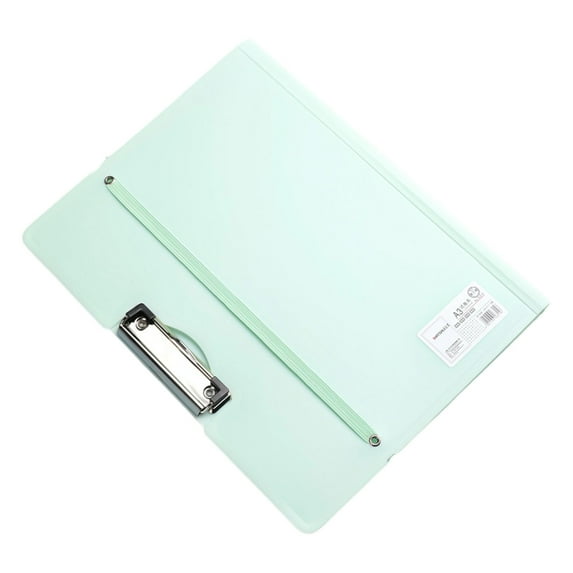 SLYNSHome Plastic Clipboard Folder,A3 9.5x12.4 inch Foldable Binder Clipboards with Pen Holder File Cover Work Folder Clipboards Office Supplies - Green