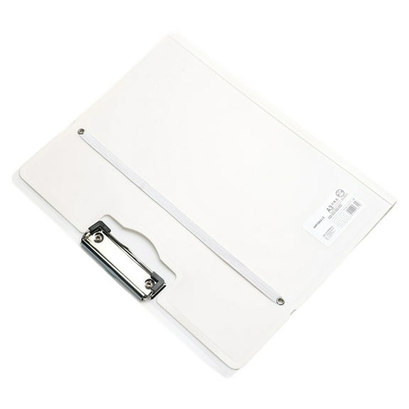 SLYNSHome Plastic Clipboard Folder,A3 9.5x12.4 inch Foldable Binder Clipboards with Pen Holder File Cover Work Folder Clipboards Office Supplies - White