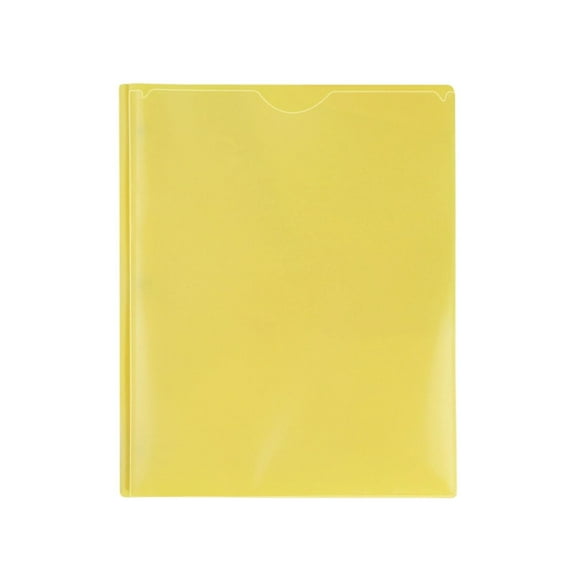 SLYNSHome Plastic Folders with Pockets and Prongs,Heavy Duty Colorful Folders with 4 Pockets for Letter Size Paper - Yellow
