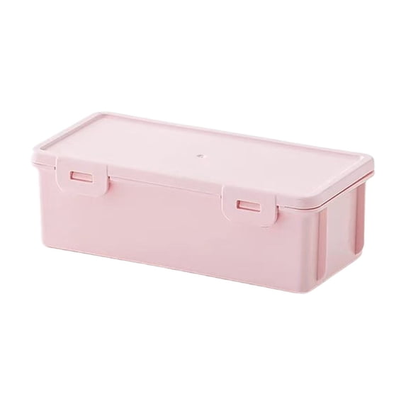 SLYNSHome Plastic Storage Box With Lid, Large Capacity Desktop Organizer Case,Pink Portable Container For Pens Markers And Small Desk Accessories