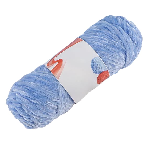 SLYNSHome Plush Chenille Chunky Yarn,Blue Fluffy Velvet Yarn Crochet for Blanket Knitting and Crocheting