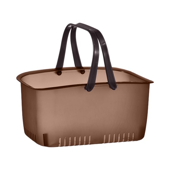 SLYNSHome Portable Shower Caddy Basket,Plastic Organizer Storage Tote with Handles Brown Toiletry Bin Box for Bathroom, College Dorm
