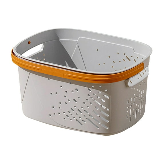 SLYNSHome Portable Shower Caddy Organizer with Handle Plastic Bathroom Storage Basket with Drain Holes for College Dorm Gym Laundry - Gray