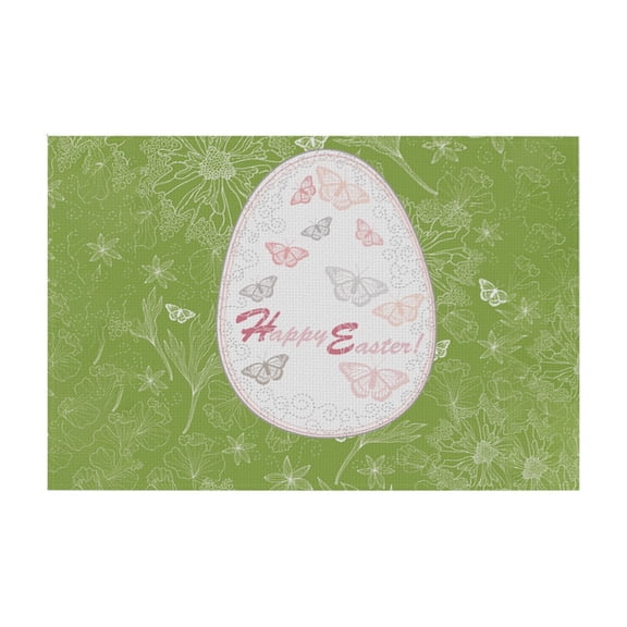 SLYNSHome Rabbit Bunny Happy Easter Placemats 12x18 Inch Seasonal Spring Table Mats for Party Kitchen Dining Decoration