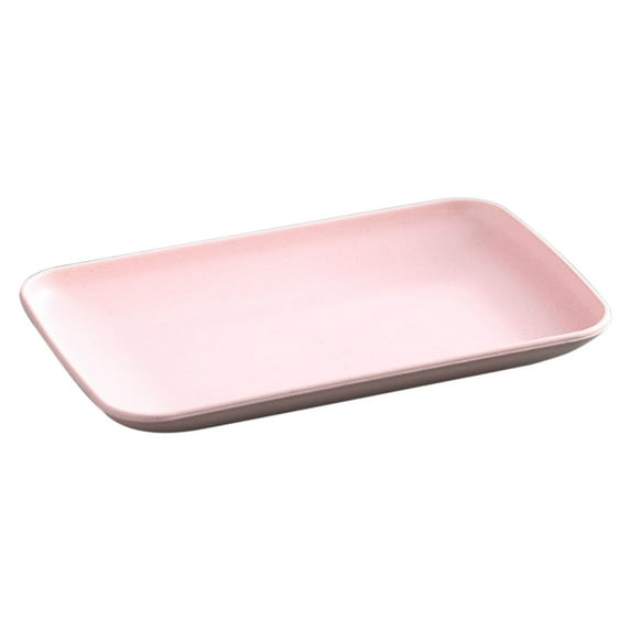 SLYNSHome Rectangular Plates 8 Inch Plastic Platters, Dessert, Appetizer, Salad Plates Pink Serving Trays