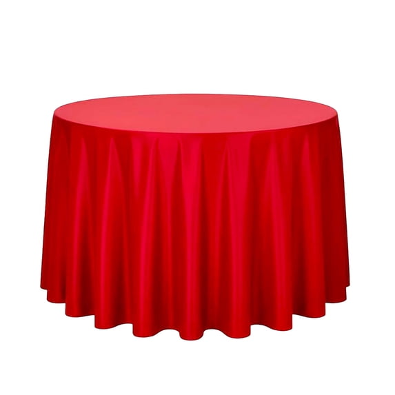 SLYNSHome Round Satin Tablecloth,Red Premium Silk Like Fabric Table Cover, Wrinkle Resistant Waterproof Table Cloth for Wedding Banquet Party Home Dining Decor