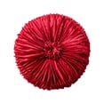 thumbnail image 1 of SLYNSHome Ruched Velvet Round Throw Pillow,Red Pleated Rosette Center Decorative Cushion, Solid Color Accent Pillow for Sofa Bed Living Room Home Decor, 1 of 6