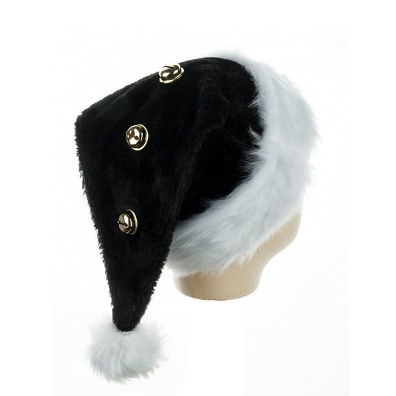 SLYNSHome Santa Hat for Adults,Cute Santa Hat Comfort Plush Black Velvet Christmas Hat for Holiday Party Supplies Decoration Christmas Gifts