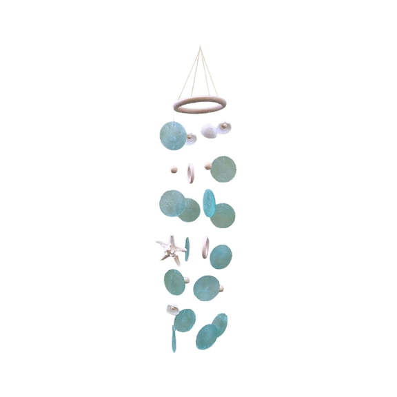 SLYNSHome Sea Glass Wind Chimes for Outside Blue Stained Glass Ocean Wind Chime for Patio, Outdoor,Garden,Yard,Coastal,Window,Home Decor or Gifts for Women