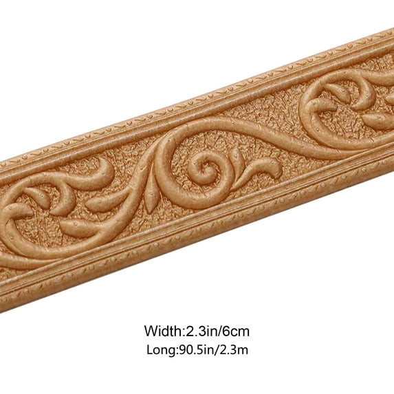 SLYNSHome Self Adhesive Flexible Foam Molding Trim,90x3 inch Brown 3D Sticky Wall Lines for Home, Office DIY Decor