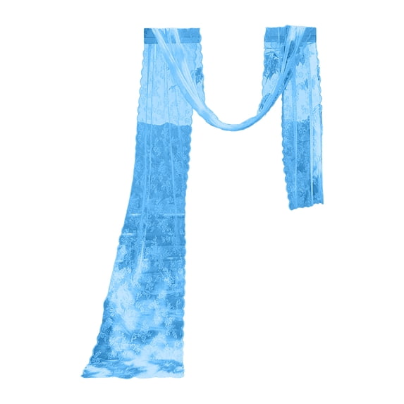 SLYNSHome Sheer Lace Window Scarf, Lightweight Decorative Wedding Drape,Blue Semi Transparent Voile Curtain Swag for Outdoor Arbor Gazebo Party Decor
