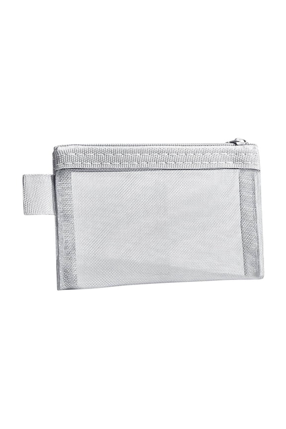 Small Mesh Bags with Zipper,Mini Zipper Mesh Bags Gray Nylon Cosmetic Coin Purse Pouches Portable Storage Pouch