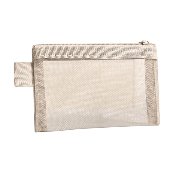 SLYNSHome Small Mesh Bags with Zipper,Mini Zipper Mesh Bags Khaki Nylon Cosmetic Coin Purse Pouches Portable Storage Pouch