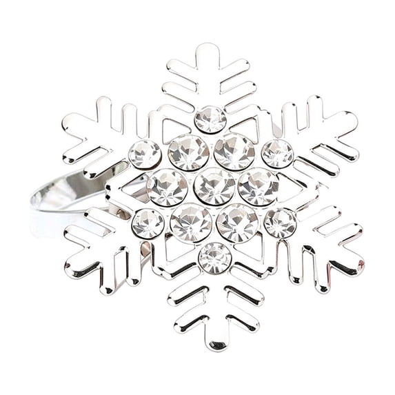 SLYNSHome Snowflake Metal Napkin Rings, Rhinestone Winter Table Napkin Holders, Gold And Silver Holiday Dinner Table Decor Accessories