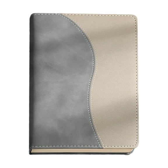 SLYNSHome Softcover Leather Notebook, Lined Journal With Two-Tone Cover, Gray Professional Notebook For Business, Meeting Minutes And Daily Use