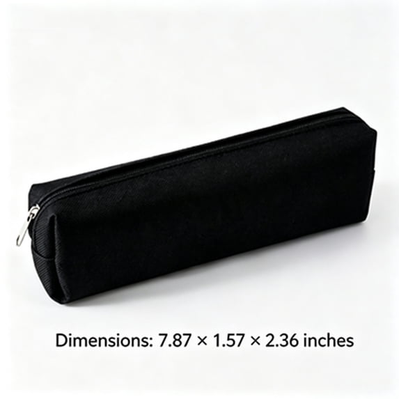 SLYNSHome Solid Color Pencil Case, Simple Zipper Stationery Pouch,Black Canvas Lightweight Portable Pen Storage Bag For Daily Office Supplies