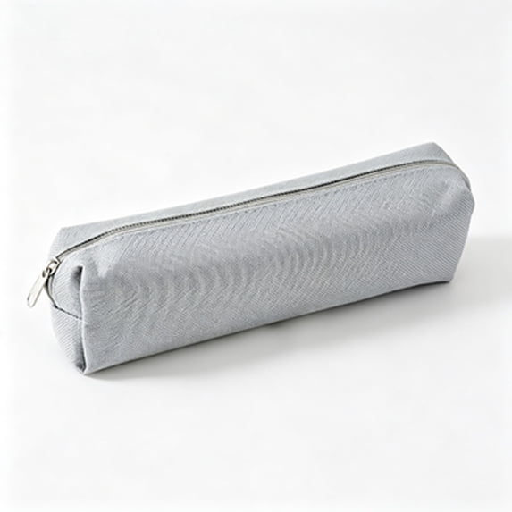 SLYNSHome Solid Color Pencil Case, Simple Zipper Stationery Pouch,Gray Canvas Lightweight Portable Pen Storage Bag For Daily Office Supplies