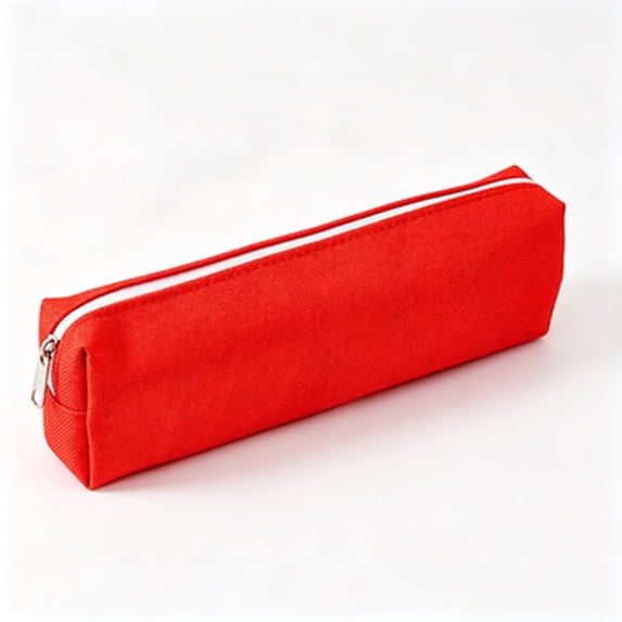 SLYNSHome Solid Color Pencil Case, Simple Zipper Stationery Pouch,Orange Canvas Lightweight Portable Pen Storage Bag For Daily Office Supplies