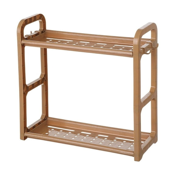 SLYNSHome Spice Rack Organizer for Kitchen Countertop,2 Tier Stackable Corner Shelves for Bathroom,Coffee Bar,Over Sink,Dresser Table - Coffee