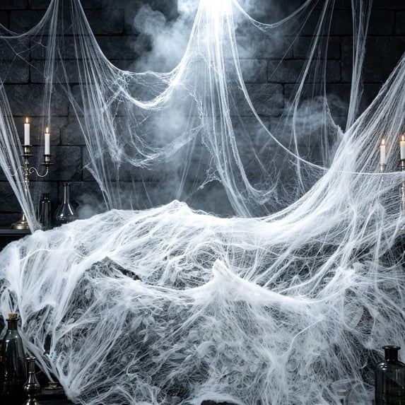 SLYNSHome Spooky Creepy Gauze Fabric Decor, Tattered Horror Mesh Cloth,White Netting For Haunted House Porch Yard Indoor Outdoor Halloween Scene Decoration