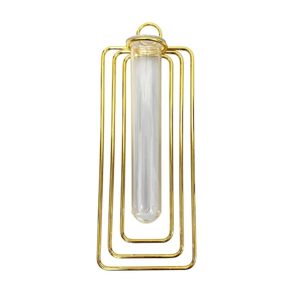 SLYNSHome Square Layered Iron Wall Mounted Hydroponic Vase,Gold Clear Glass Test Tube Flower Planter, Modern Wall Floral Display Holder For Bedroom Living Room Decor