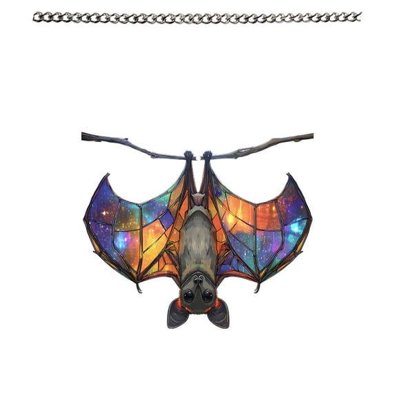 SLYNSHome Stained Glass Style Acrylic Bat Hanging Ornament, 2D Spooky Bat Window Wall Sign For Front Door Porch Indoor Halloween Haunted House Party Room Atmosphere Decor