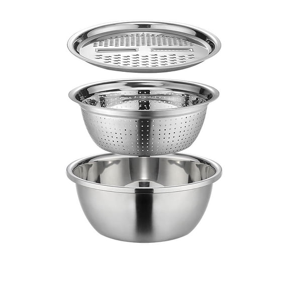 SLYNSHome Stainless Steel Mixing Bowls Nesting Bowls with Grater for Kitchen Mixing & Serving