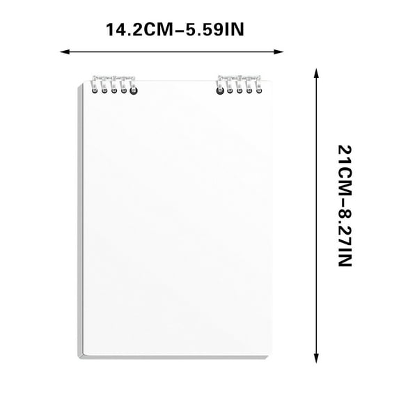 SLYNSHome Steno Pads A5 60 Sheets Spiral Notebook,Grid White Paper Take Notes with Top Spiral Notebook Office Supplies - White