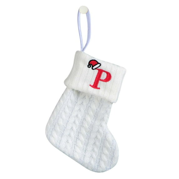 SLYNSHome Stockings Christmas Tree Ornament with Letters,Cute 7.1Inch Knitted Christmas Tree Hanging Stuffed Gift Stockings Bag Xmas Stockings for Kids,Family Holiday Party Decoration ()